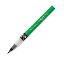 Kuretake Cambio Tambien Brush Pens - Single green pen at angle and uncapped