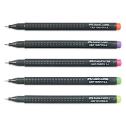 Faber-Castell Black Edition Grip Fineliners - Neon Colors, Set of 5, caps off