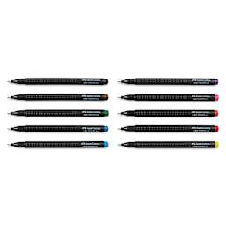 Faber-Castell Black Edition Grip Fineliners - Assorted Colors, Set of 10, caps off