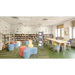 Screenflex Galleria Indoor/Outdoor Display Board in a classroom