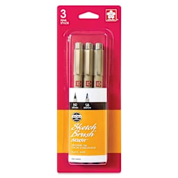 Sakura Pigma Brush and Sketch Brush Pens - Set of 3, Black, front of the packaging