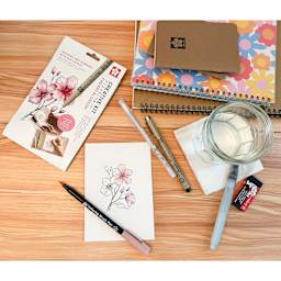 Sakura Creative Kit - Cherry Blossom, contents shown on table with other materials (not included)