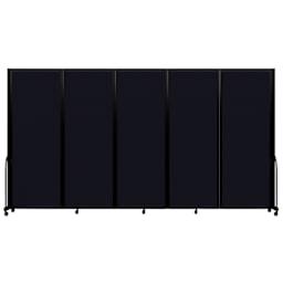 Screenflex Full Motion Room Divider - 7'6" x 14'1", Black, 5 Panel