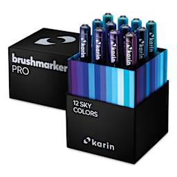 Karin Brushmarkers Pro Markers and Sets - Set of 12, Sky Colors, markers shown