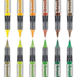 Karin Brushmarkers Pro Markers and Sets - Set of 12, Sun and Tree Colors, marker tips shown