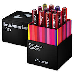 Karin Brushmarkers Pro Markers and Sets - Set of 12, Flower Colors, markers shown