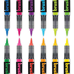 Karin Brushmarkers Pro Markers - Neon, Set of 12, marker tips shown