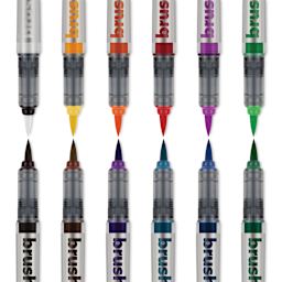 Karin Brushmarkers Pro Markers and Sets - Set of 12, Basic Colors with Blender, marker tips shown