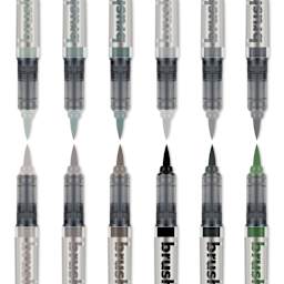 Karin Brushmarkers Pro Markers and Sets - Set of 12, Gray Colors, marker tips shown