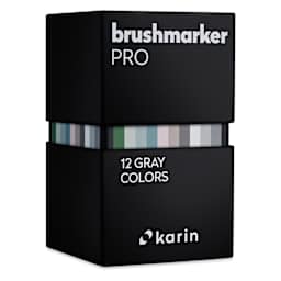 Karin Brushmarkers Pro Markers and Sets - Set of 12, Gray Colors, box
