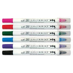 Zig Clean Color Dot Dual Tip Markers - Set of 6, Assorted Colors, markers with caps on