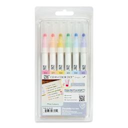 Zig Clean Color Dot Markers - Mild Colors, Set of 6, front of the packaging