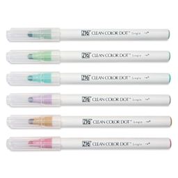 Zig Clean Color Dot Markers - Mild Smoky Colors, Set of 6, markers with caps on