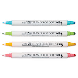Zig Clean Color Dot Markers - Set of 4, Assorted Colors, markers with caps off
