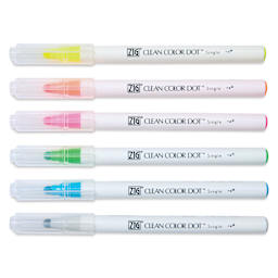 Zig Clean Color Dot Markers - Highlight Colors, Set of 6, marker with caps on
