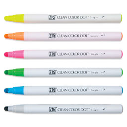 Zig Clean Color Dot Markers - Highlight Colors, Set of 6, markes with caps off
