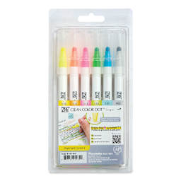 Zig Clean Color Dot Markers - Highlight Colors, Set of 6, front of the packaging