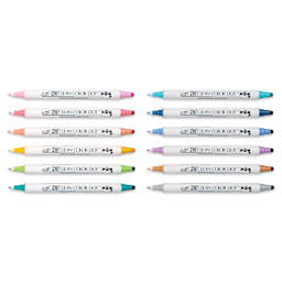 Zig Clean Color Dot Markers - Set of 12, Assorted Colors, markers with caps off