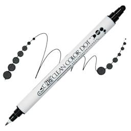 Zig Clean Color Dot Dual Tip Marker - Black, swatch and marker