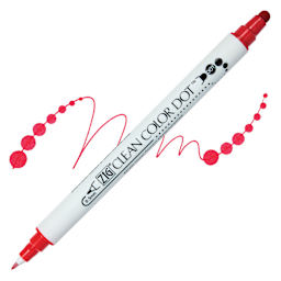 Zig Clean Color Dot Dual Tip Marker - Red, swatch and marker