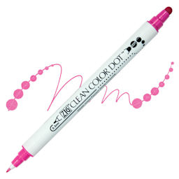 Zig Clean Color Dot Dual Tip Marker - Pink, swatch and marker