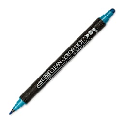 Zig Clean Color Dot Dual Tip Marker - Metallic Blue, caps off