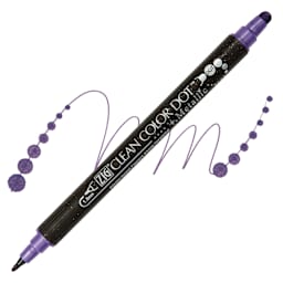 Zig Clean Color Dot Dual Tip Marker - Metallic Violet, swatch and marker