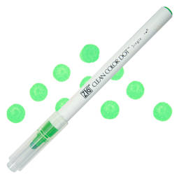 Zig Clean Color Dot Marker - Fl. Green, swatch and marker