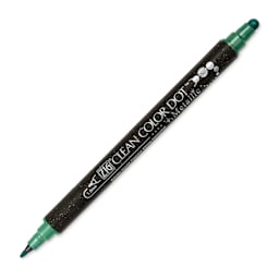 Zig Clean Color Dot Dual Tip Marker - Metallic Green, caps off