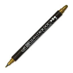 Zig Clean Color Dot Dual Tip Marker - Metallic Gold, caps off