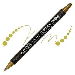 Zig Clean Color Dot Dual Tip Marker - Metallic Gold, swatch and marker