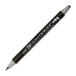 Zig Clean Color Dot Dual Tip Marker - Metallic Silver, caps off