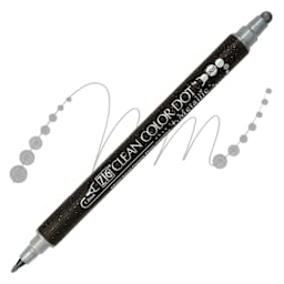 Zig Clean Color Dot Dual Tip Marker - Metallic Silver, swatch and marker