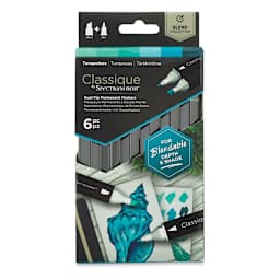 Spectrum Noir Classique Markers - Turquoises, Set of 6 - front of packaging
