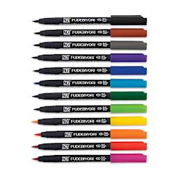 Kuretake Zig Fudebiyori Brush Pens - Set of 12 Assorted colors shown horizontally and uncapped