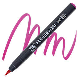 Zig Fudebiyori Brush Pen - Pink  pen and swatch