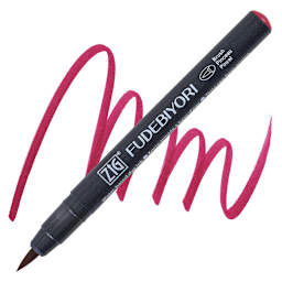 Zig Fudebiyori Brush Pen - Wine Red pen and swatch