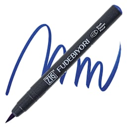 Zig Fudebiyori Brush Pen - Blue pen and swatch