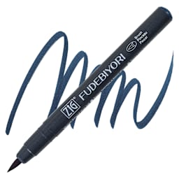 Zig Fudebiyori Brush Pen - Peacock Blue pen and swatch