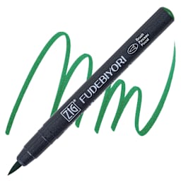 Zig Fudebiyori Brush Pen - Green pen and swatch