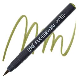 Zig Fudebiyori Brush Pen - Olive Green pen and swatch