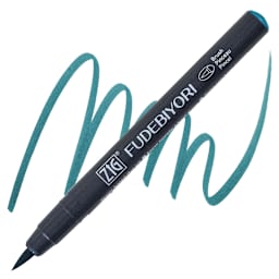 Zig Fudebiyori Brush Pen - Persian Green pen and swatch