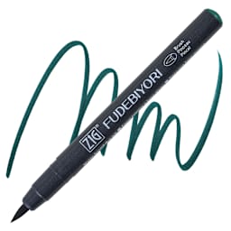 Zig Fudebiyori Brush Pen - Marine Green pen and swatch