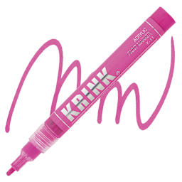 Krink K-11 Acrylic Paint Marker - Fluorescent Pink, 3 mm marker and swatch
