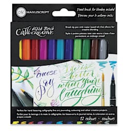 Manuscript Aqua Brush Markers - Front of package of Set of 12