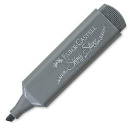 Faber-Castell Metallic Textliner - Single Shiny Silver Marker at angle