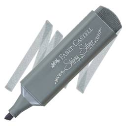 Faber-Castell Metallic Textliner - Shiny Silver marker and swatch