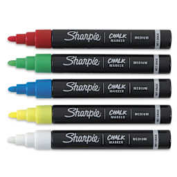 Sharpie Chalk Markers - 5 Assorted Colors uncapped in row