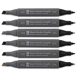 Marabu Graphix Sketch Markers - Alpha Robot, Set of 6