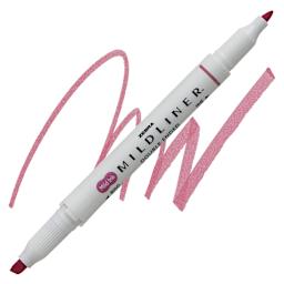 Zebra Mildliner Double Ended Creative Marker - Red marker and swatch